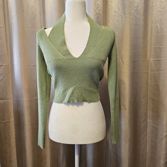 Cider Tops - Cider Ribbed Knit Halter Sweater Top